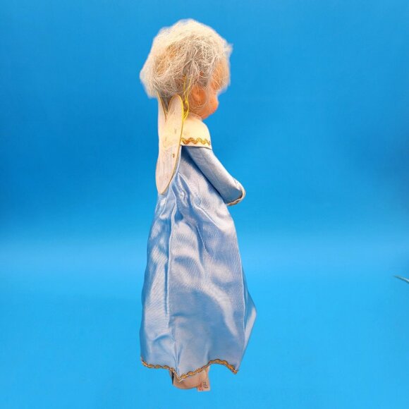 1965 Blue Haired Pixie Fairy Angel Ornament Sleepy Eyes Japan Christmas Decor - Picture 4 of 10